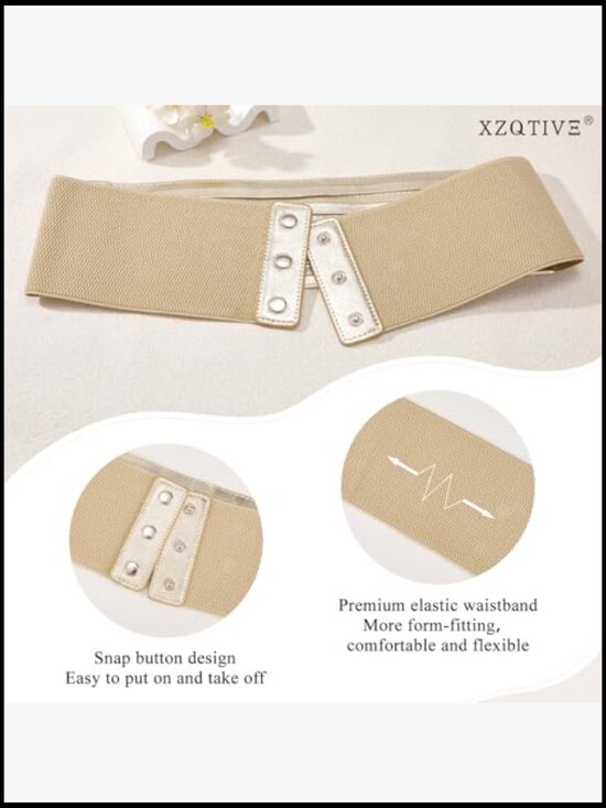 Wide Elastic Waist Belt Faux Leather Stretchy Corset Cinch Shapewear Snap Button main image 7